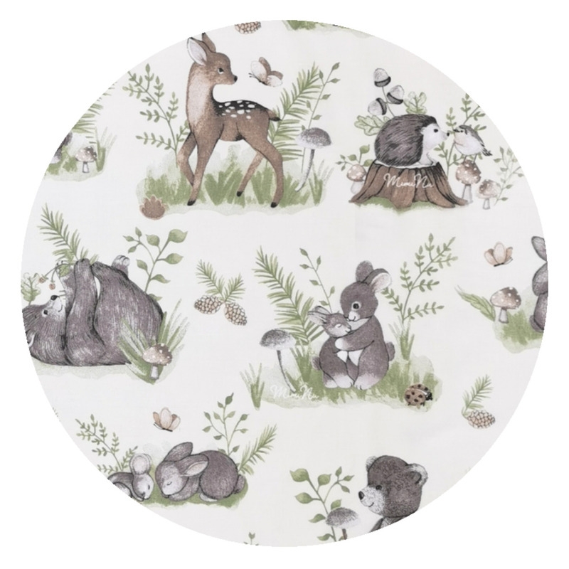 Miminu - Cearceaf cu elastic, Din bumbac certificat Oeko Tex Standard 100, Pentru pat 160x80 cm, Design, Calm Forest Natural