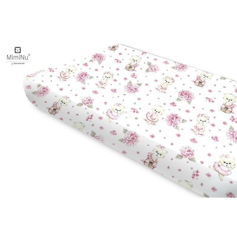 MimiNu - Cearceaf cu elastic, Din bumbac, Pentru pat 160x80 cm, Design, Pink Ballerina