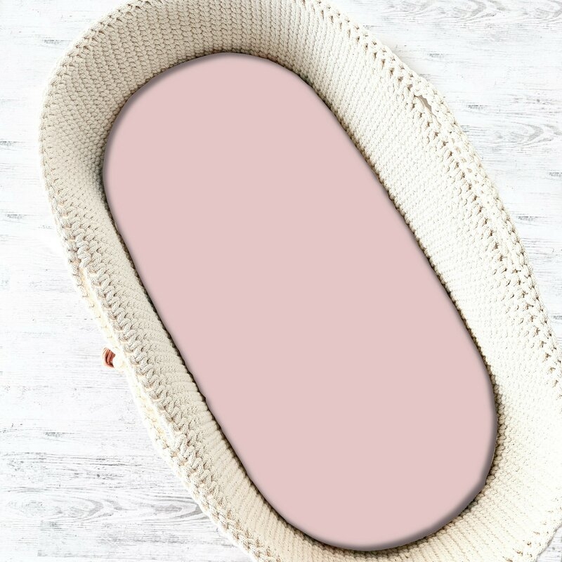 MimiNu - Cearceaf cu elastic pentru landou, carucior si cosulet, Dimensiune 80x45 cm, Din bumbac, Colectia Royal, Powder Pink