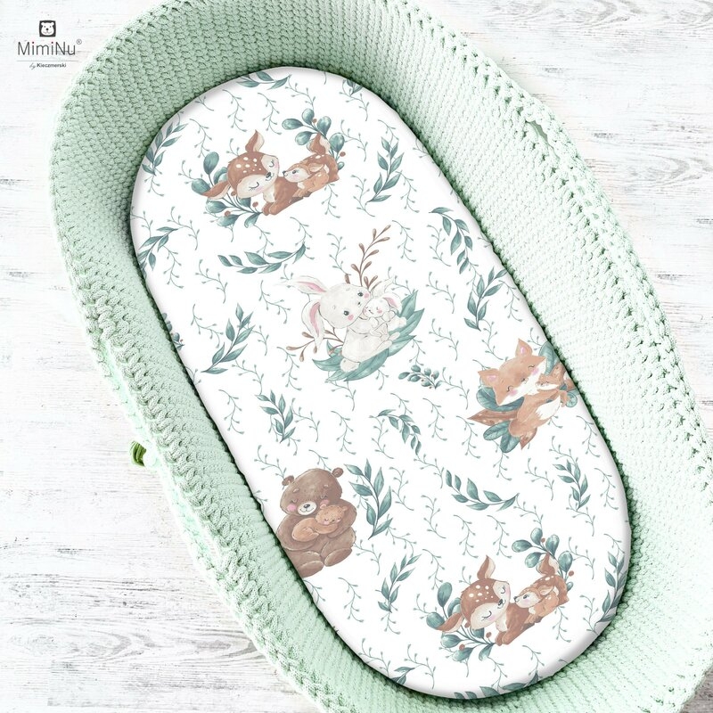 MimiNu - Cearceaf cu elastic pentru landou, carucior si cosulet, Dimensiune 80x45 cm, Din bumbac, Lulu Natural
