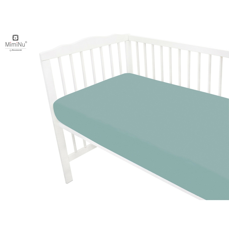 MimiNu - Cearceaf cu elastic pentru patut 120X60 cm, Din bumbac certificat Oeko Tex Standard 100, Colectia Royal, Nepal Green