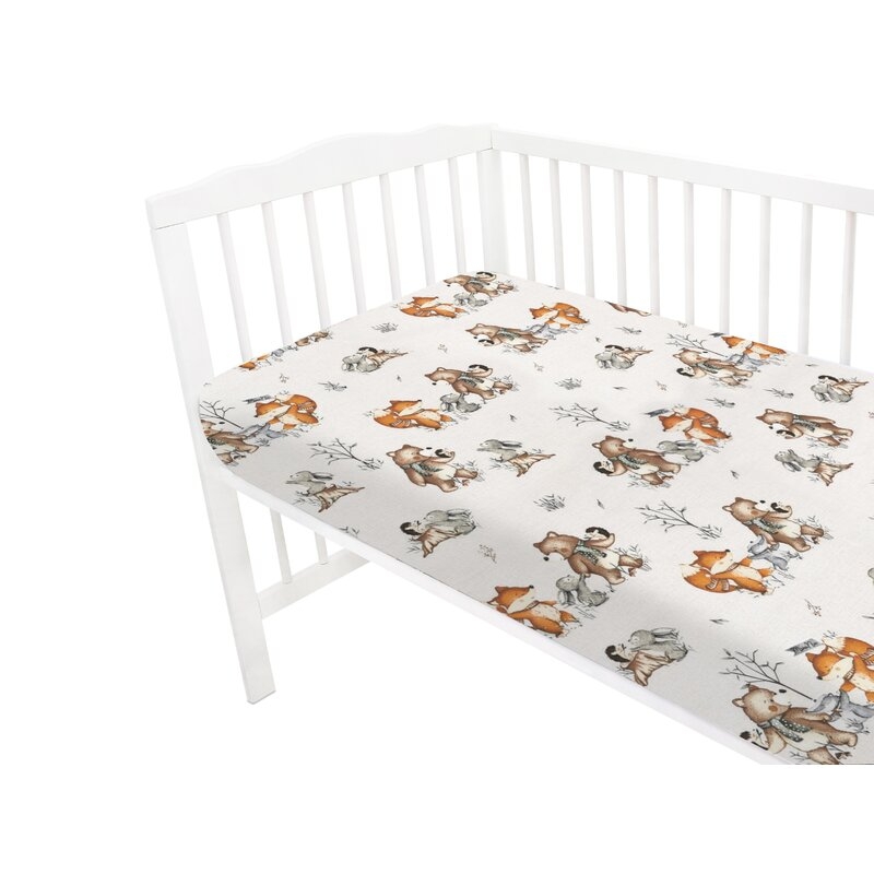 MimiNu - Cearceaf cu elastic pentru patut 120X60 cm, Din bumbac certificat Oeko Tex Standard 100, Design, Time for fun