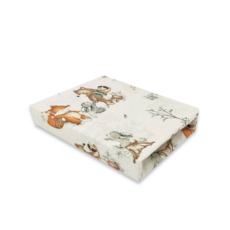 MimiNu - Cearceaf cu elastic pentru patut 120X60 cm, Din bumbac certificat Oeko Tex Standard 100, Design, Time for fun