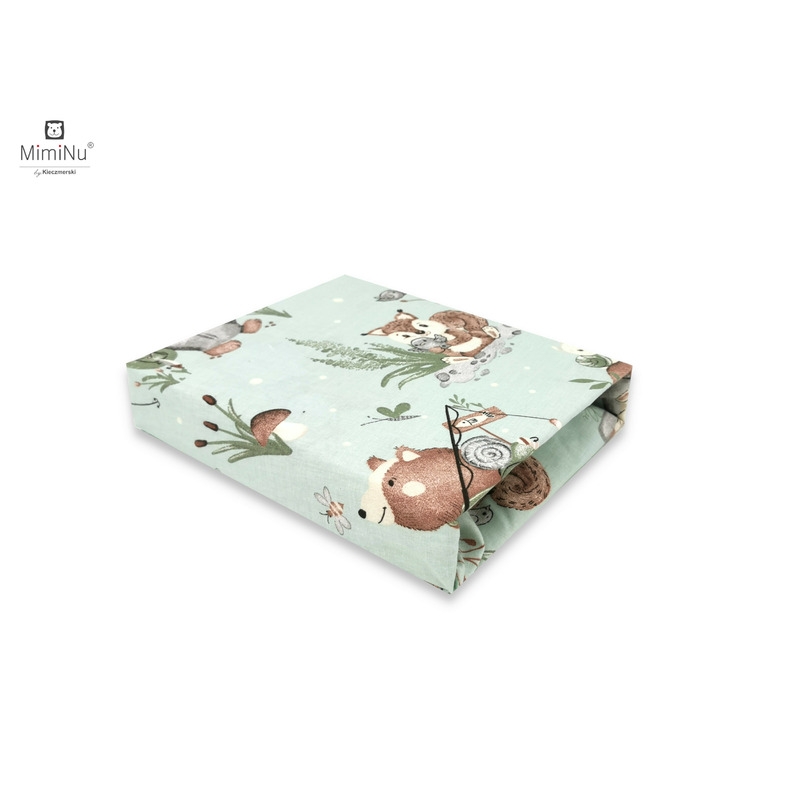 MimiNu - Cearceaf cu elastic pentru patut 140X70 cm, Din bumbac certificat Oeko Tex Standard 100, Design, Let\'s Go Natural