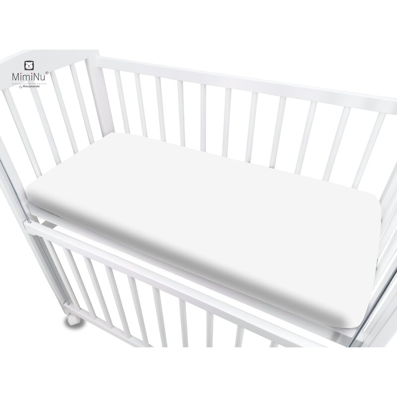 MimiNu - Cearceaf cu elastic pentru patut co-sleeper, Theo, Dimensiune 85 x 46 cm, Din bumbac jersey, Material certificat Oeko Tex Standard 100, White