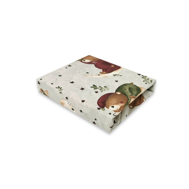 MimiNu - Cearceaf cu elastic pentru patut co-sleeper, Vera, Dimensiune 89 x 51 cm, Din bumbac certificat Oeko Tex Standard 100, Teddy Bear On Moon