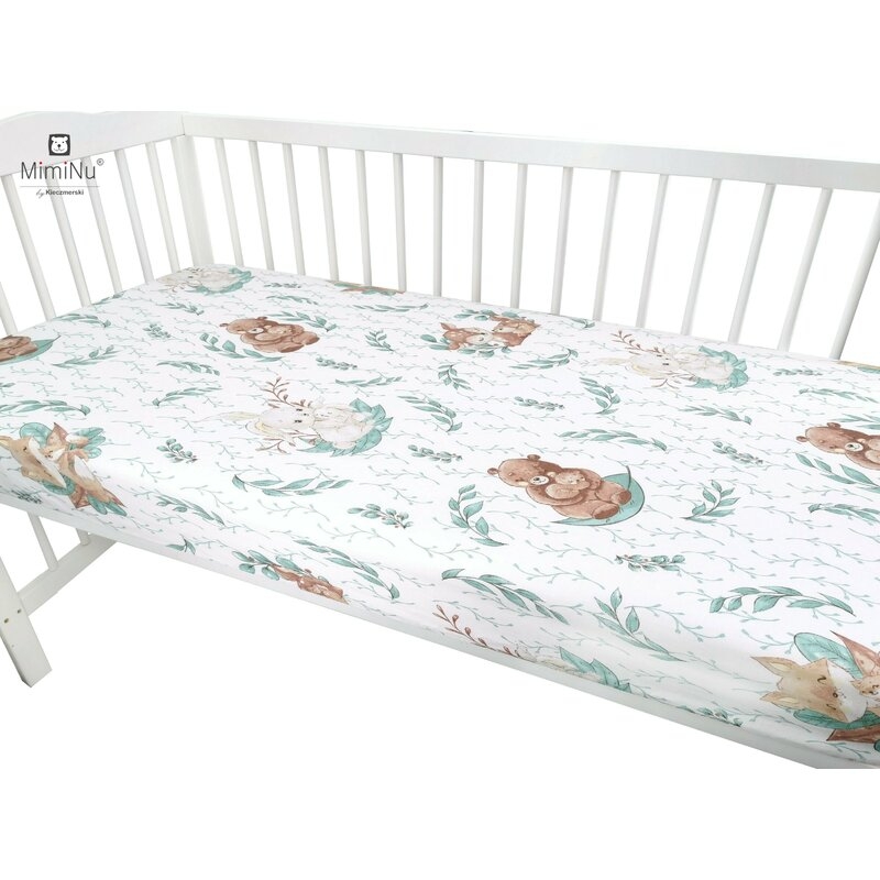 MimiNu - Cearceaf cu elastic pentru patut leagan sau patut co-sleeper, Dimensiune 90x40 cm, Din bumbac, Lulu Natural