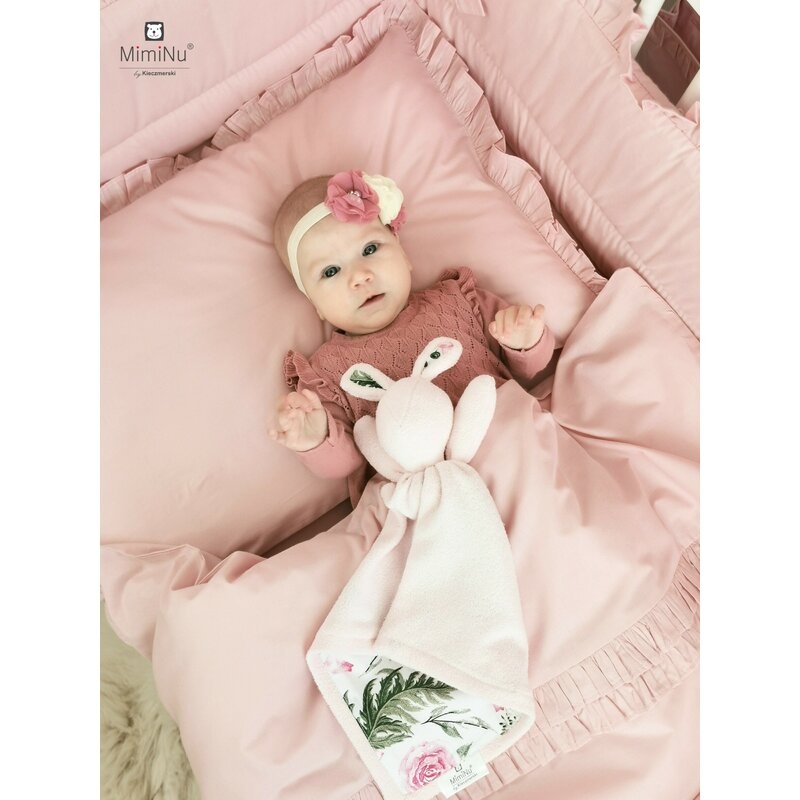 MimiNu - Lanka, Jucarie textila moale pentru bebelusi, Cu doua fete, 45 x 27 cm, Sweet Deer Pink