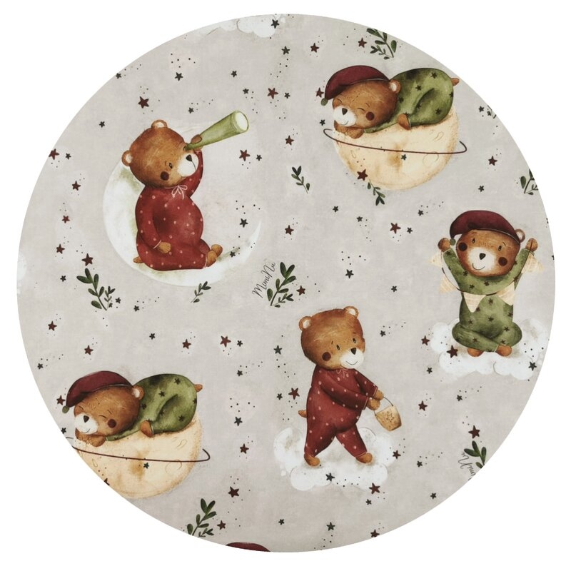 MimiNu - Paturica de infasat cu doua fete, Cu multiple utilizari, Cu inchidere arici velcro, Dimensiune 75x75 cm, Din bumbac certificat Oeko Tex Standard 100, Teddy Bear On Moon