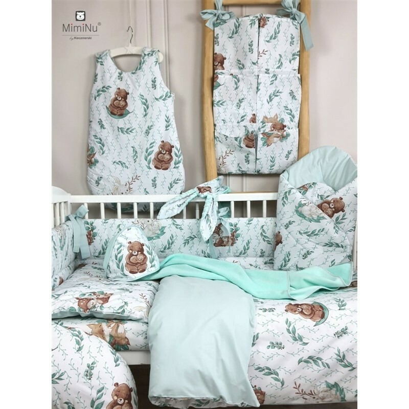 MimiNu - Paturica de infasat multifunctionala, Cu volanase, Cu inchidere cu panglica si arici velcro, Dimensiune 75x75 cm, Din bumbac certificat Oeko Tex Standard 100, Lulu Natural/Mint