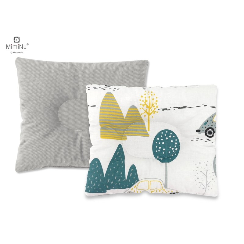 Perna bebelusi profilata, Cu doua fete, Cu functie anti-soc, Pufoasa, Din catifea si bumbac, 23x26 cm, Velvet Childrens Journey Grey, MimiNu