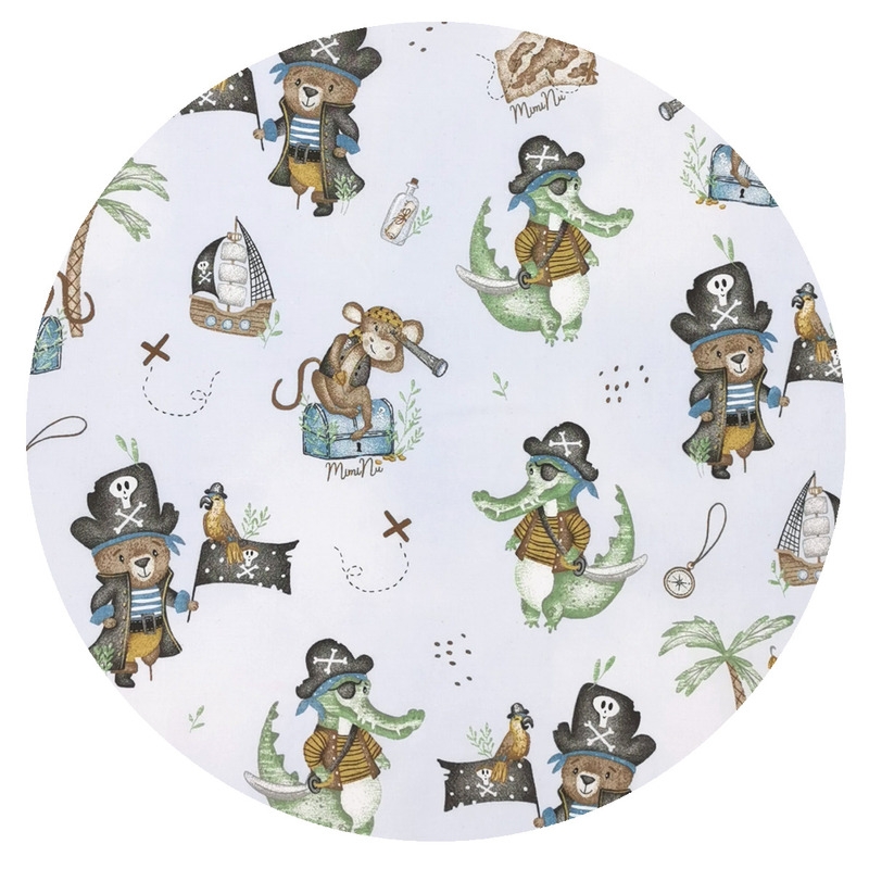 MimiNu - Perna bebelusi Ursulet, Multifunctionala, Cu doua fete, Tesatura pufoasa minky si bumbac, Materiale certificate Oeko Tex Standard 100, Design, Minky Pirates Blue