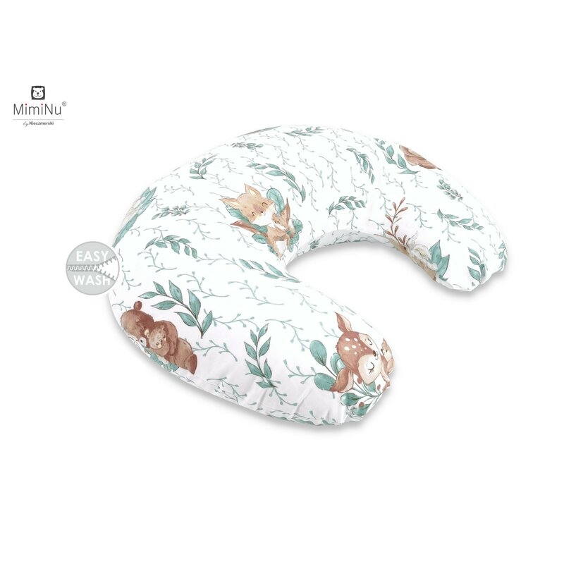 Perna pentru alaptat, Din bumbac, Cu husa detasabila, Cu fermoar securizat, Circumferinta 155 cm, Lulu Natural, MimiNu