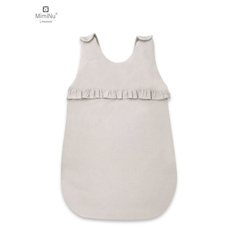 MimiNu - Sac de dormit pentru bebelusi, De iarna, Cu volanase, Din bumbac, Cu fermoar lateral, Cu capse pe umar, 70 cm, 0 – 6 luni, 2.5 Tog, Colectia Royal, Beige