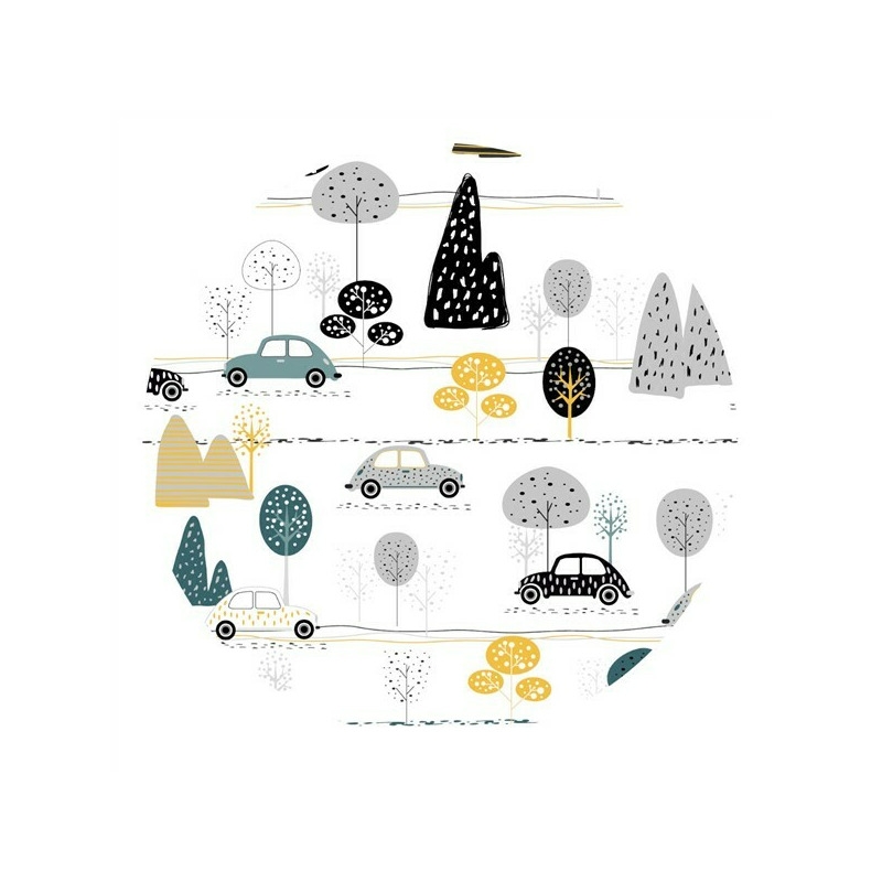 MimiNu - Set lenjerie patut cu 6 piese, Cu pilota si perna, Cu doua aparatori laterale, Din bumbac certificat Oeko Tex Standard 100, Pentru patut 120x60 cm, Childrens Journey Grey