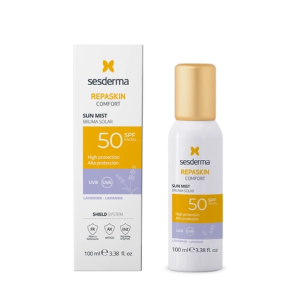 Mist cu protectie solara SPF 50 si lavanda Repaskin Comfort, 100 ml, Sesderma