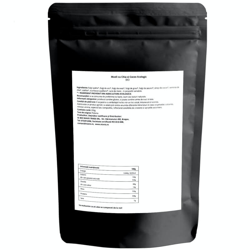 Musli cu chia si cocos, 200 g, Niavis