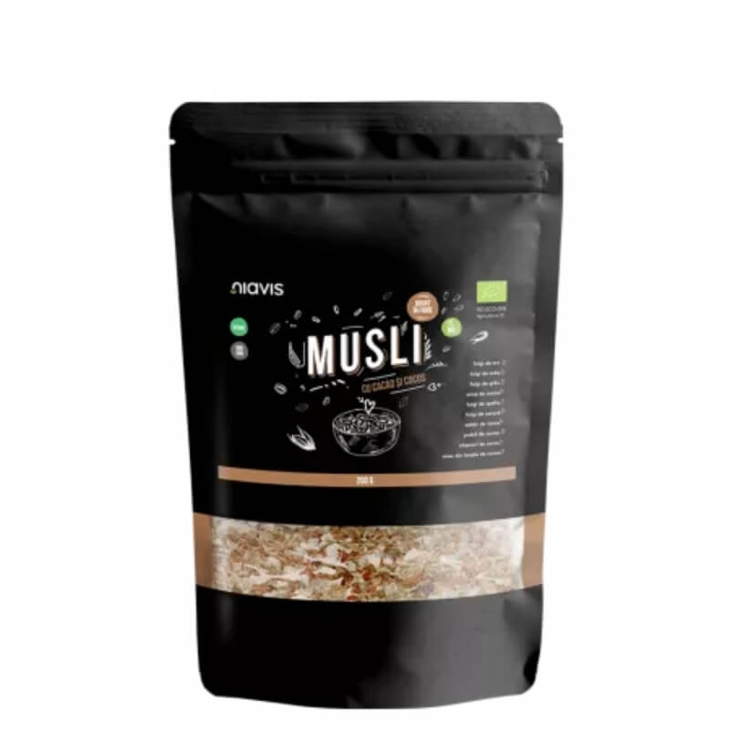 Musli cu cacao si cocos, 200 g, Niavis