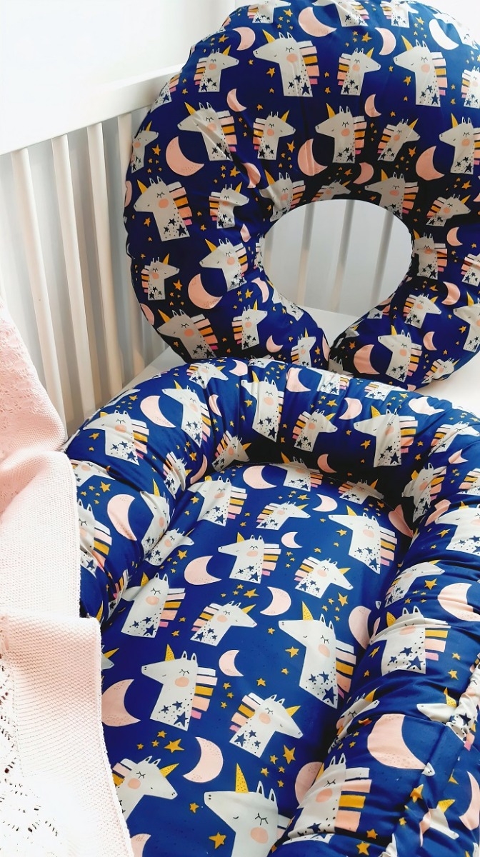 Baby nest din bumbac, Appekids, Navy