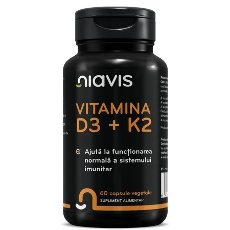 Vitamina D3 + K2, 60 capsule, Niavis