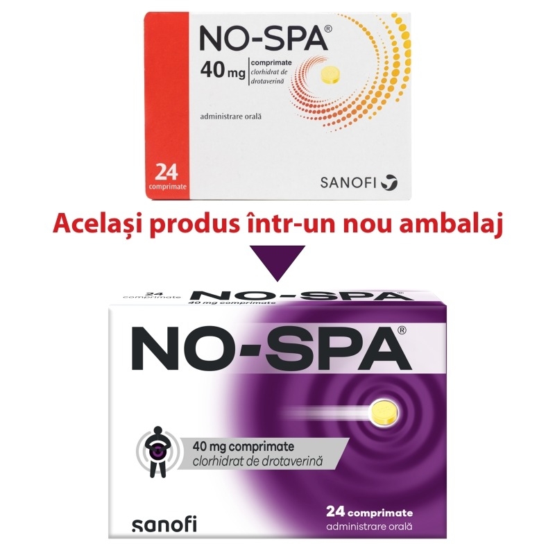 No-Spa, 40 mg, 24 comprimate, Sanofi No-Spa, 40 mg, 24 comprimate, Sanofi