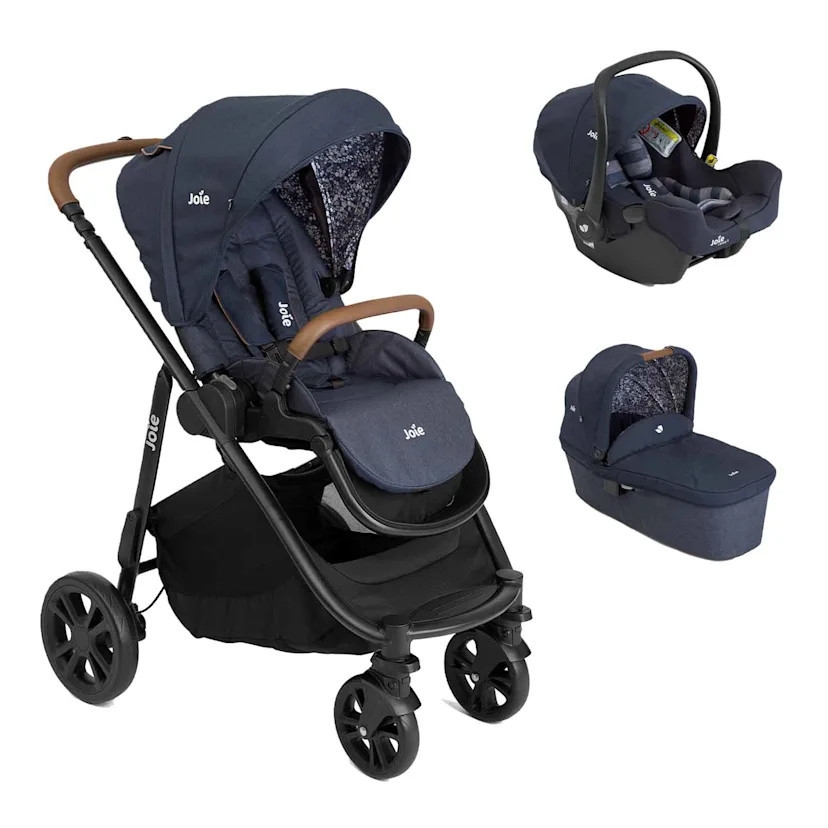 Carucior pentru copii multifunctional 3 in 1 Versatrax E Navy Blazer (Carucior Versatrax E + Landou Ramble + scoica i-Snug), Joie