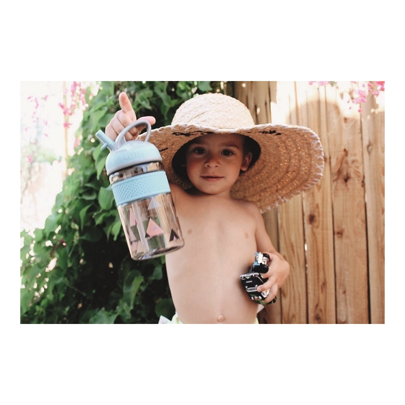 Nuby - Cana 2 in 1, Cu pai incorporat, Din materialul ecologic tritan, Rezistenta, 360 ml, 3+ ani, Albastru