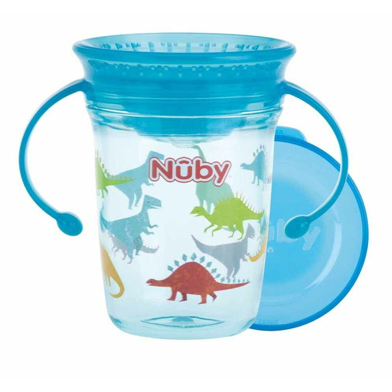 Nuby - Cana cu manere, 360°, Din materialul ecologic tritan, Rezistenta, 240 ml, 6 luni+, Albastru