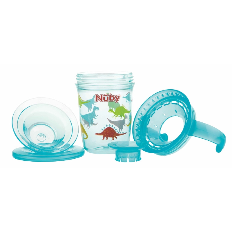 Nuby - Cana cu manere, 360°, Din materialul ecologic tritan, Rezistenta, 240 ml, 6 luni+, Albastru