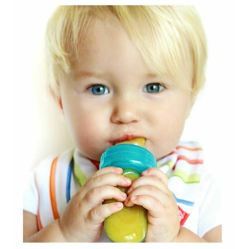 Nuby - Dispozitiv de hranire, Pentru alimente lichide sau semi-solide, Silicon, Fara BPA, 6+ luni, Albastru