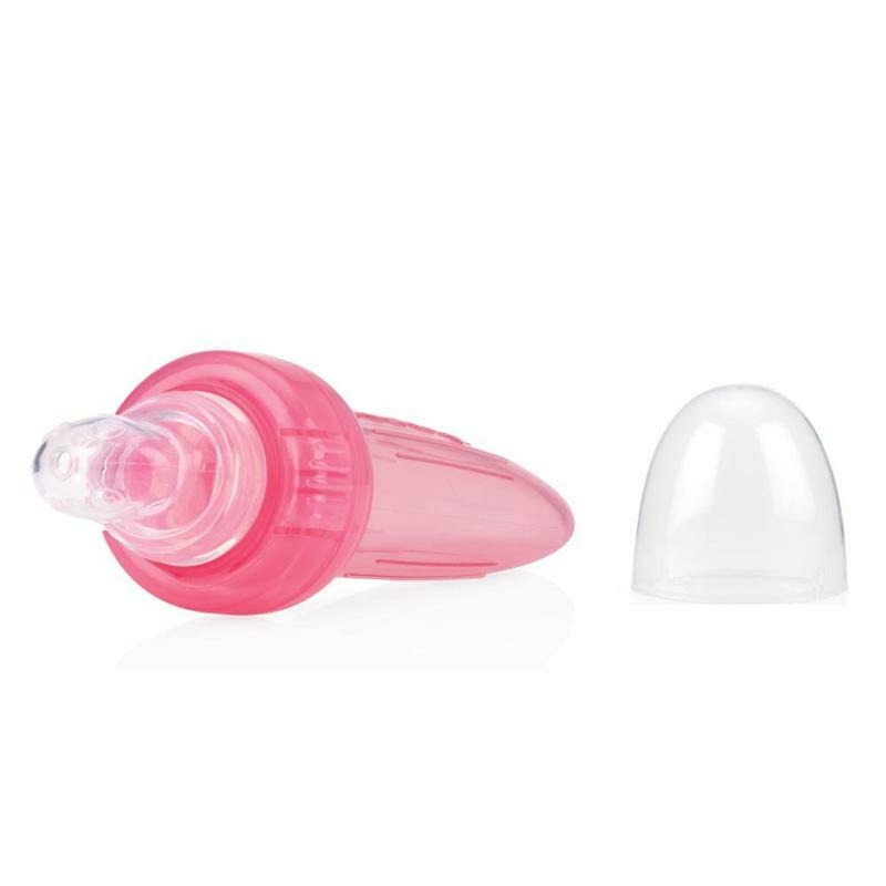 Nuby - Dispozitiv de hranire, Pentru alimente lichide sau semi-solide, Silicon, Fara BPA, 6+ luni, Roz