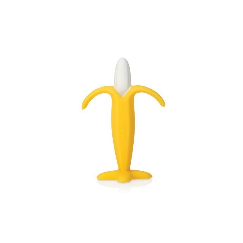 Nuby - Jucarie de dentitie, Banana, Din silicon, 3 luni+