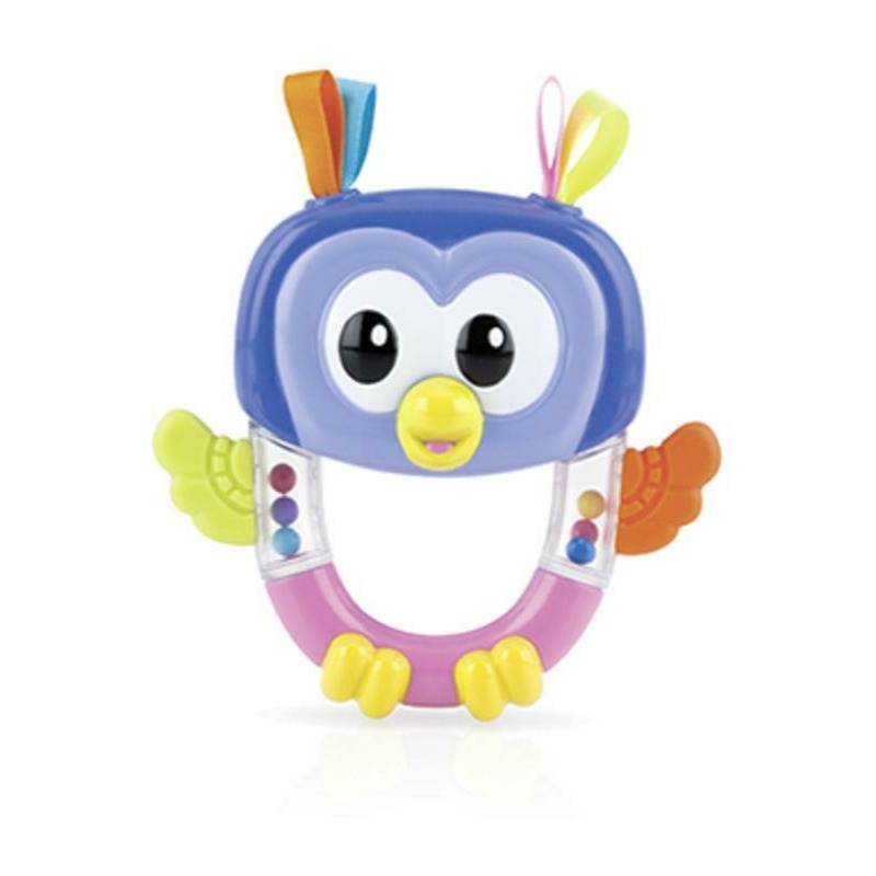 Nuby - Jucarie pentru dentitie zornaitoare, Bufnita, Fara BPA, 3+ luni, Multicolor