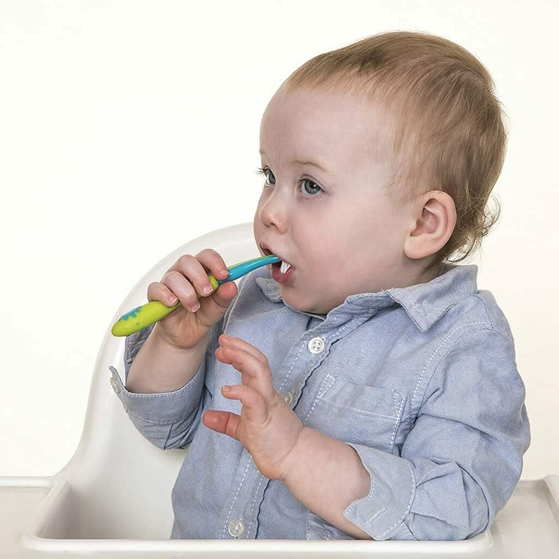Nuby - Set periute de dinti pentru copii, Non-toxice, Utilizare indelungata: 3-12 luni+, 3 bucati, Albastru