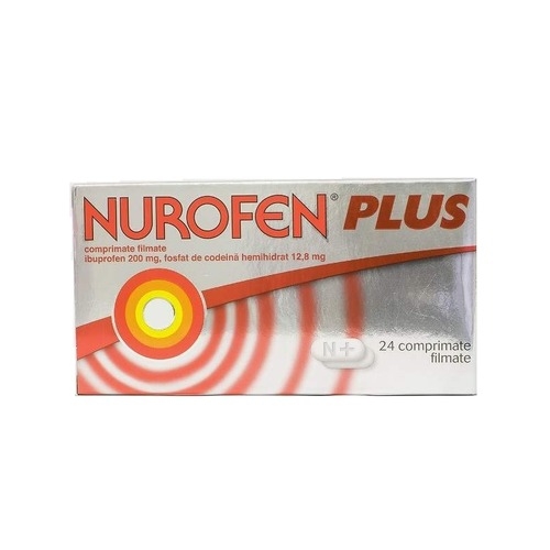 Nurofen Plus, 200 mg + 12,80 mg, 24 comprimate filmate, Reckitt Benckiser