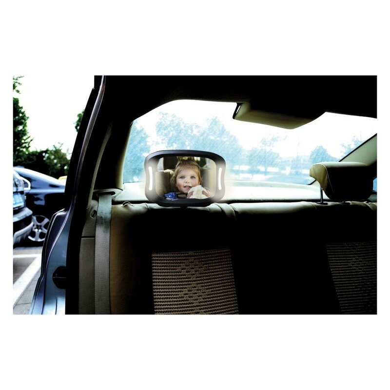 Oglinda auto, FreeON, Pentru masina, Cu iluminare LED, Include telecomanda pentru pornire si oprire usoara, 28x21 cm, Black
