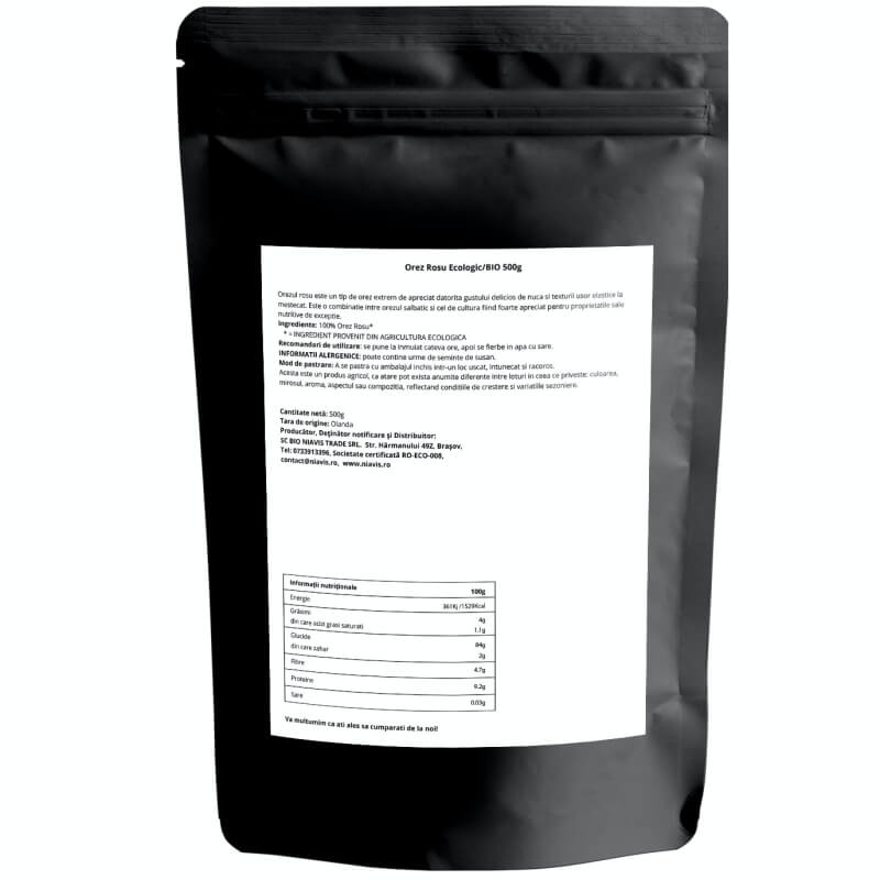 Orez rosu ecologic, 500 g, Niavis