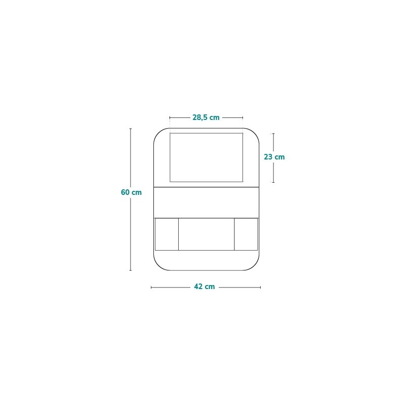 Organizator auto, Lionelo, Cu 5 buzunare de diferite dimensiuni, Cu buzunar pentru tableta, Montare cu clema, Piele ecologica, Impermeabila, Gri