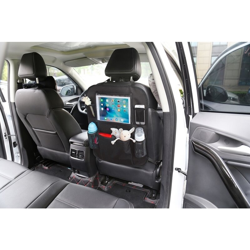 Organizator auto, Petite&Mars, Cu suport pentru tableta, Cu multiple buzunare, Black