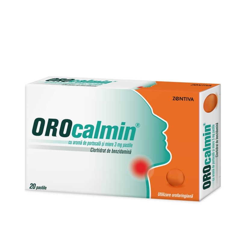 Orocalmin cu aroma de portocala si miere, 3 mg, 20 pastile, Zentiva