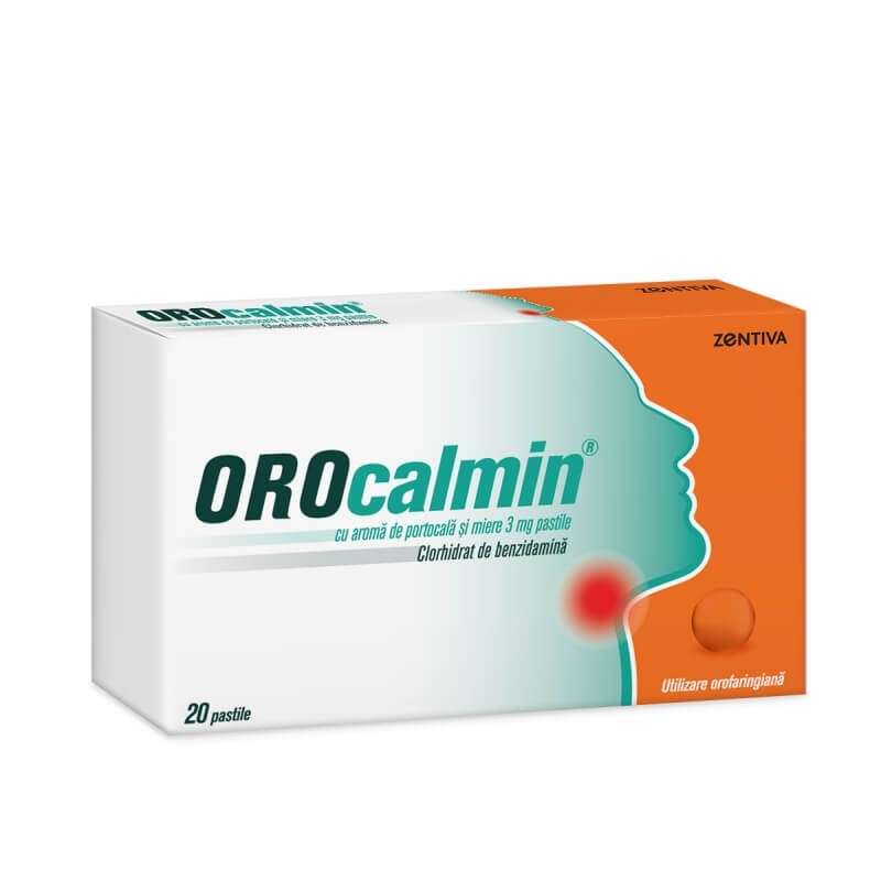 Orocalmin cu aroma de portocala si miere, 3 mg, 20 pastile, Zentiva