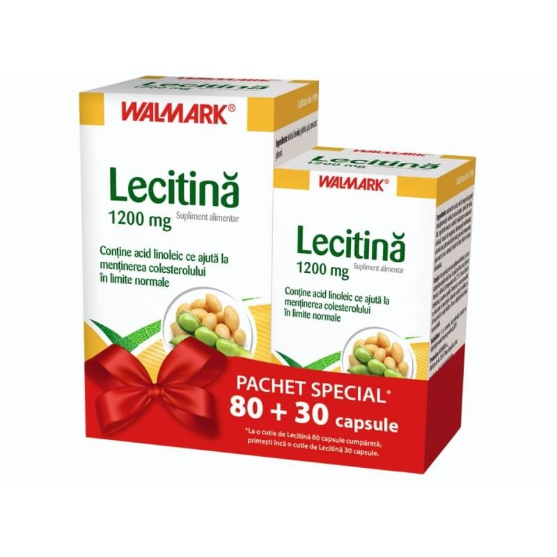 Pachet Lecitina 1200 mg, 80 capsule + 30 capsule, Walmark