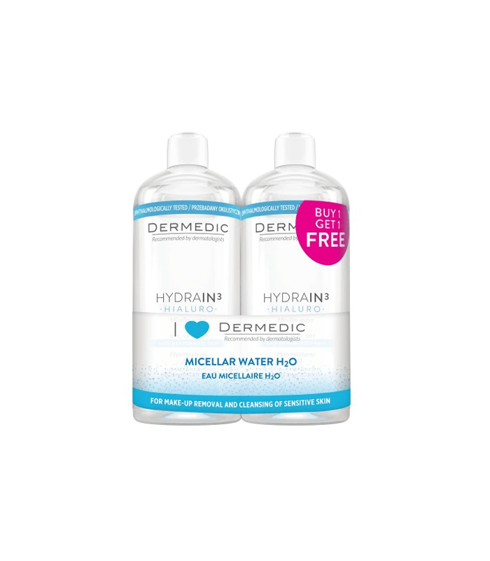 Pachet Apa micelara Hydrain3 Hialuro H2O, 2 x 500 ml, Dermedic