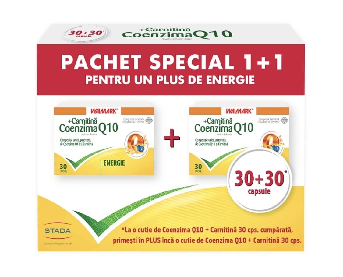 Pachet Coenzima cu Carnitina 1+1, 30 + 30 capsule, Walmark
