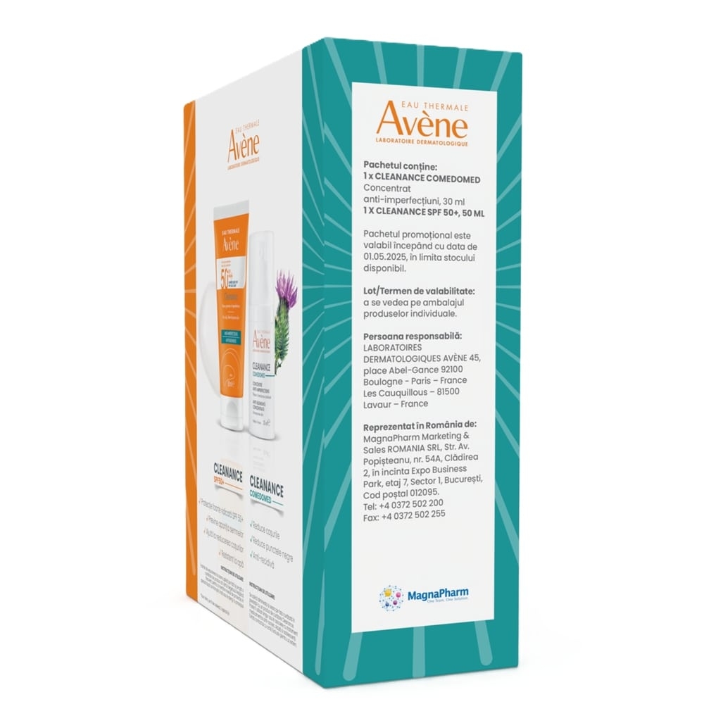 Pachet Cleanance Comedomed 30 ml + Crema SPF 50+ Cleanance Triasorb, 50 ml , Avene