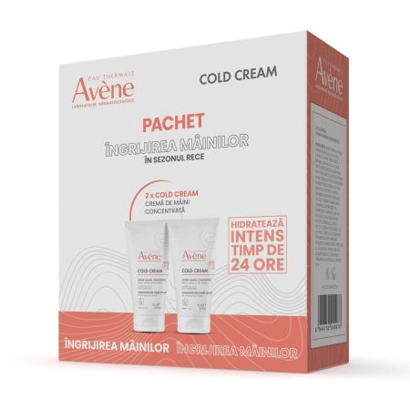 Pachet Crema de maini concentrata Cold Cream, 50 ml + 50 ml, Avene
