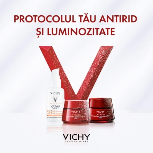 Pachet Crema de zi Liftactiv Collagen Specialist 16, 50 ml + Crema de noapte Liftactiv Collagen Specialist 16, 15 ml + Fluid cu SPF 50+ Capital Soleil, 3 ml + Sampon anti-matreata Dercos, 6 ml, Vichy Pachet Crema de zi Liftactiv Collagen Specialist 16, 50 ml + Crema de noapte Liftactiv Collagen Specialist 16, 15 ml + Fluid cu SPF 50+ Capital Soleil, 3 ml + Sampon anti-matreata Dercos, 6 ml, Vichy