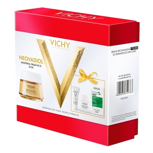 Pachet Crema de zi Novadiol Magistral, 50 ml + Crema de noapte Neovadiol Magistral, 15 ml + Fluid cu SPF 50+ Capital Soleil, 3 ml + Sampon anti-matreata Dercos, 6 ml, Vichy Pachet Crema de zi Novadiol Magistral, 50 ml + Crema de noapte Neovadiol Magistral, 15 ml + Fluid cu SPF 50+ Capital Soleil, 3 ml + Sampon anti-matreata Dercos, 6 ml, Vichy