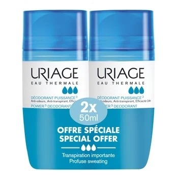 Pachet Deodorant roll-on Puissance, 50 ml + 50 ml, Uriage