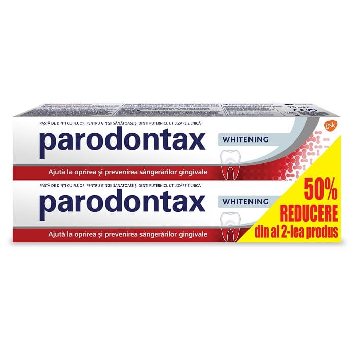 Pachet Promo Pasta de dinti Whitening Parodontax, 75 ml + 75 ml, Gsk